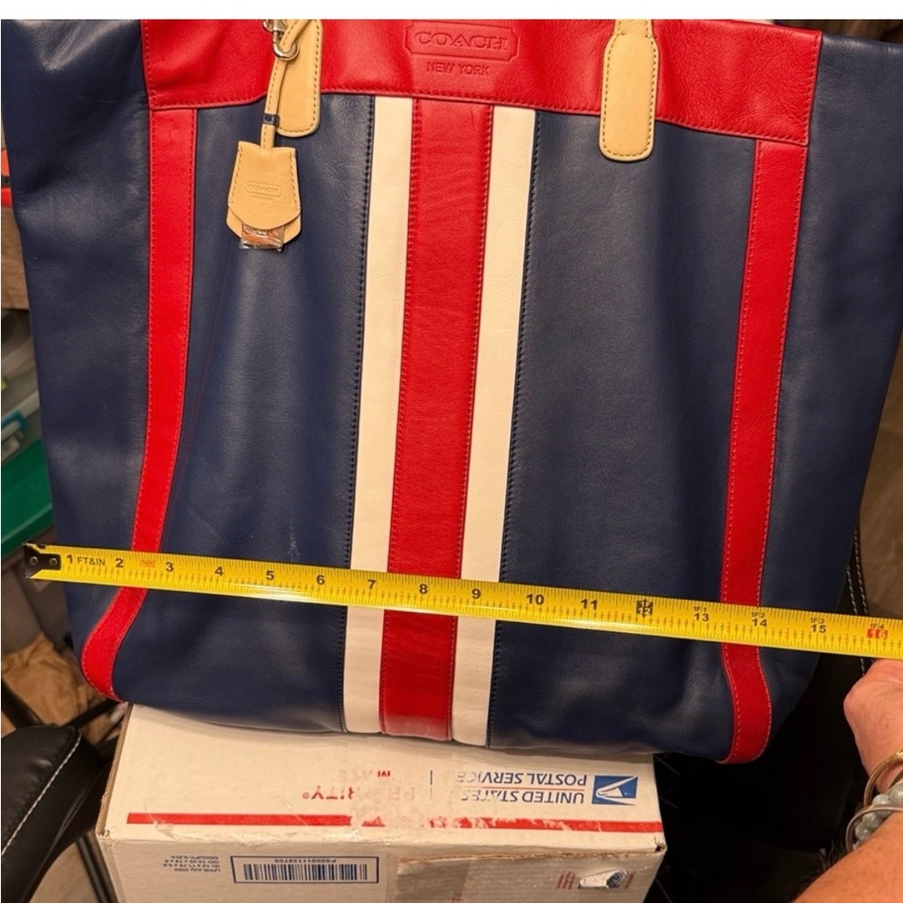 Coach large RARE Navy and Red Striped Tote - Picture 4 of 9